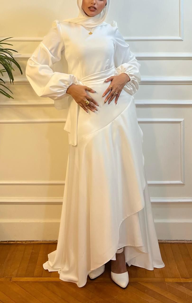 Off-white Satin Wrap Dress