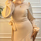 Champagne Satin Wrap Dress