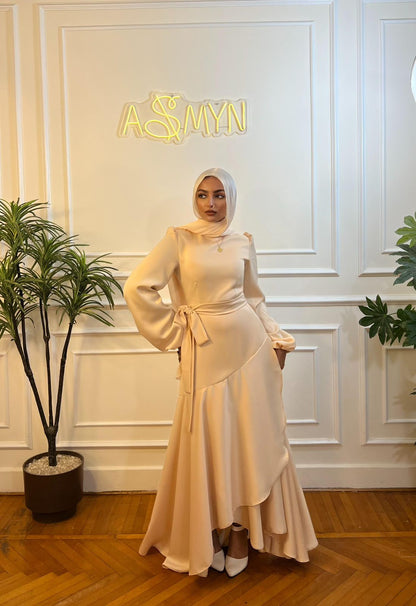 Champagne Satin Wrap Dress
