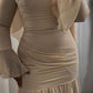 Beige Chiffon Soiree Dress