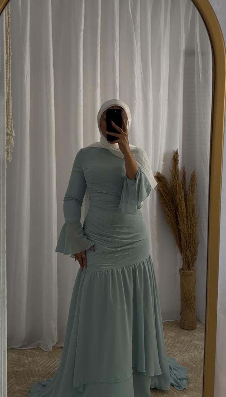 Mint Chiffon Soiree Dress