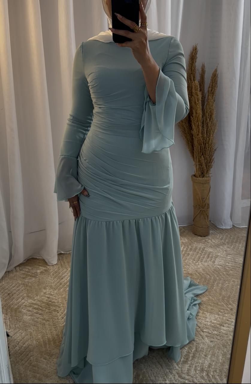 Mint Chiffon Soiree Dress