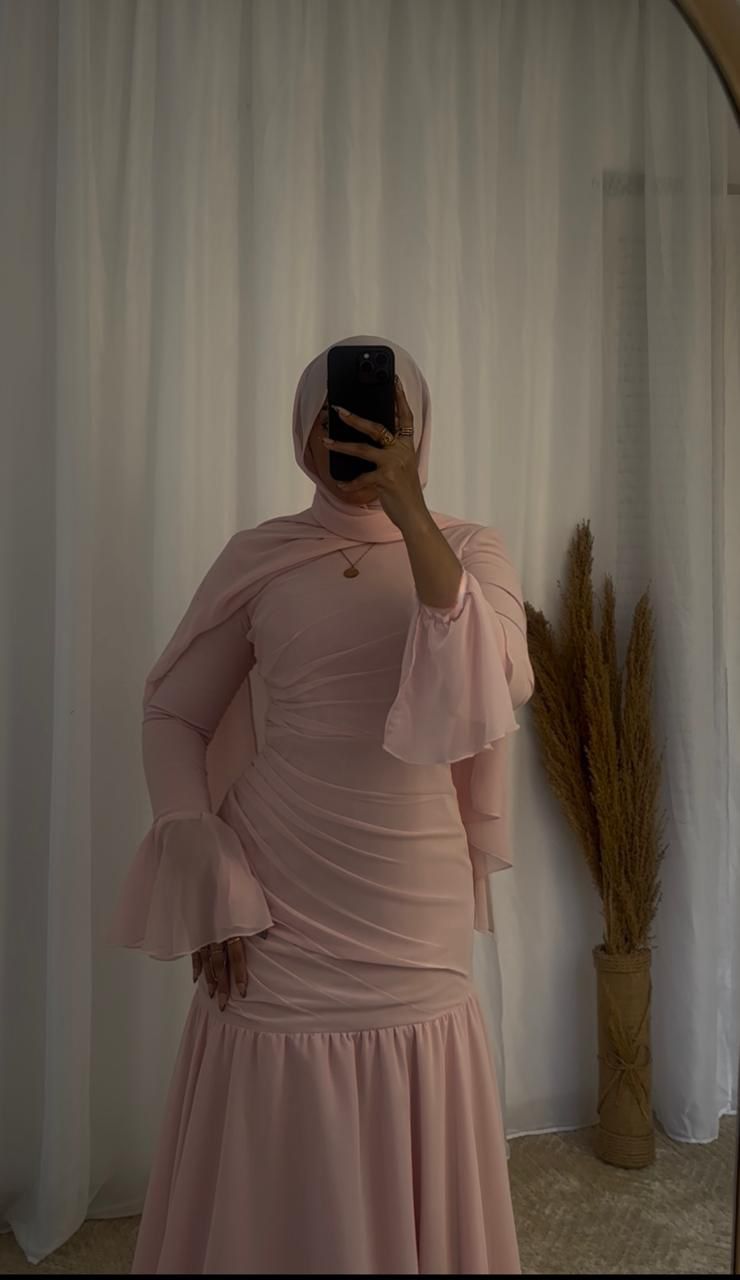 Rose Chiffon Soiree Dress