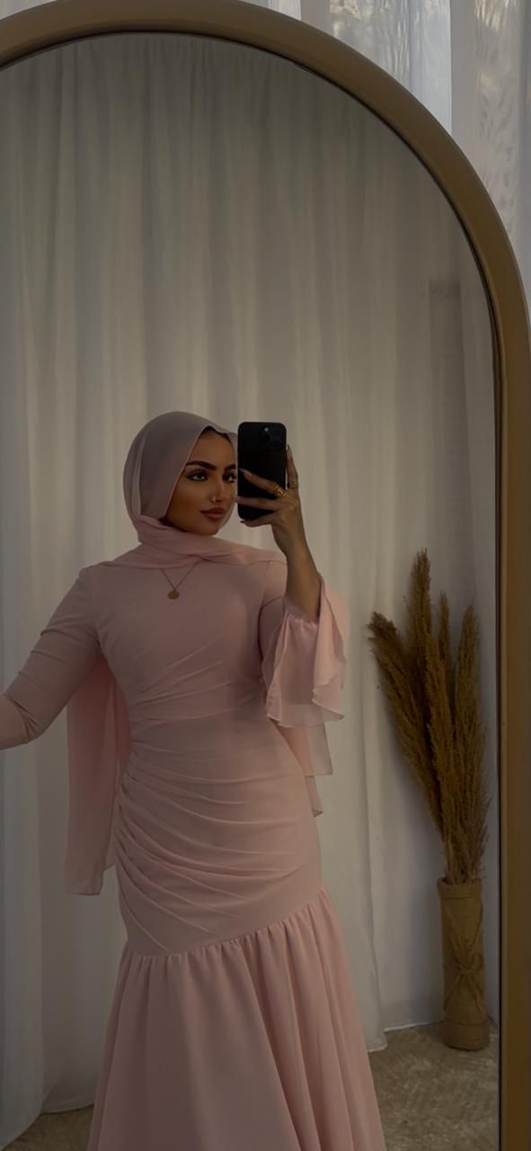 Rose Chiffon Soiree Dress