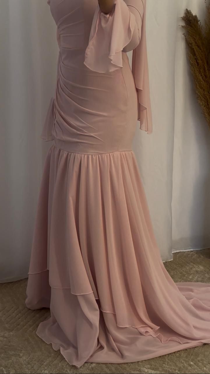 Rose Chiffon Soiree Dress