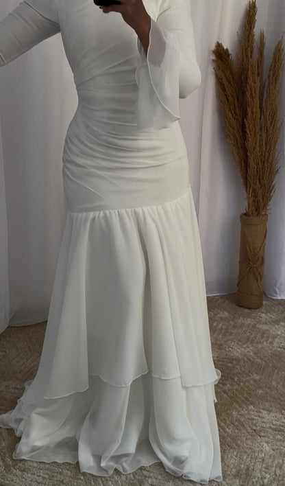 Off-white Chiffon Soiree Dress