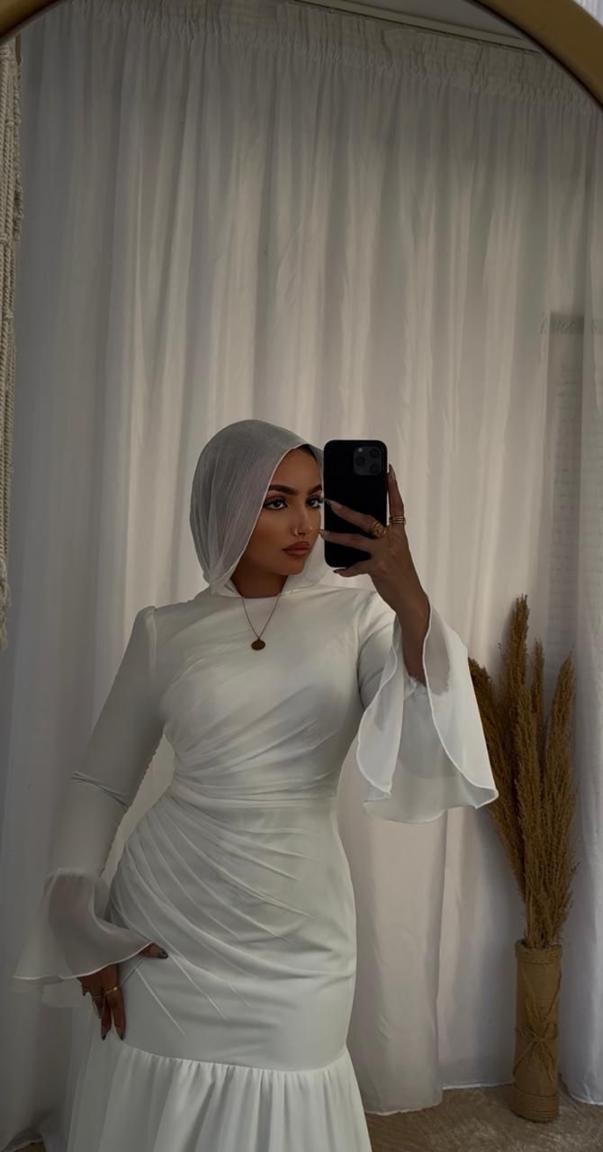 Off-white Chiffon Soiree Dress