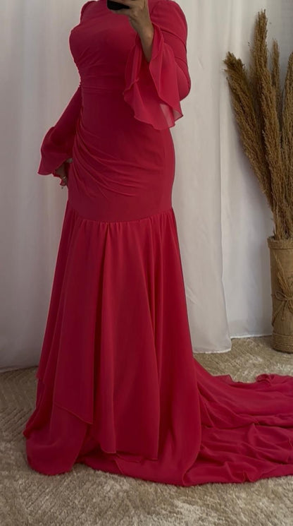 Pink Chiffon Soiree Dress