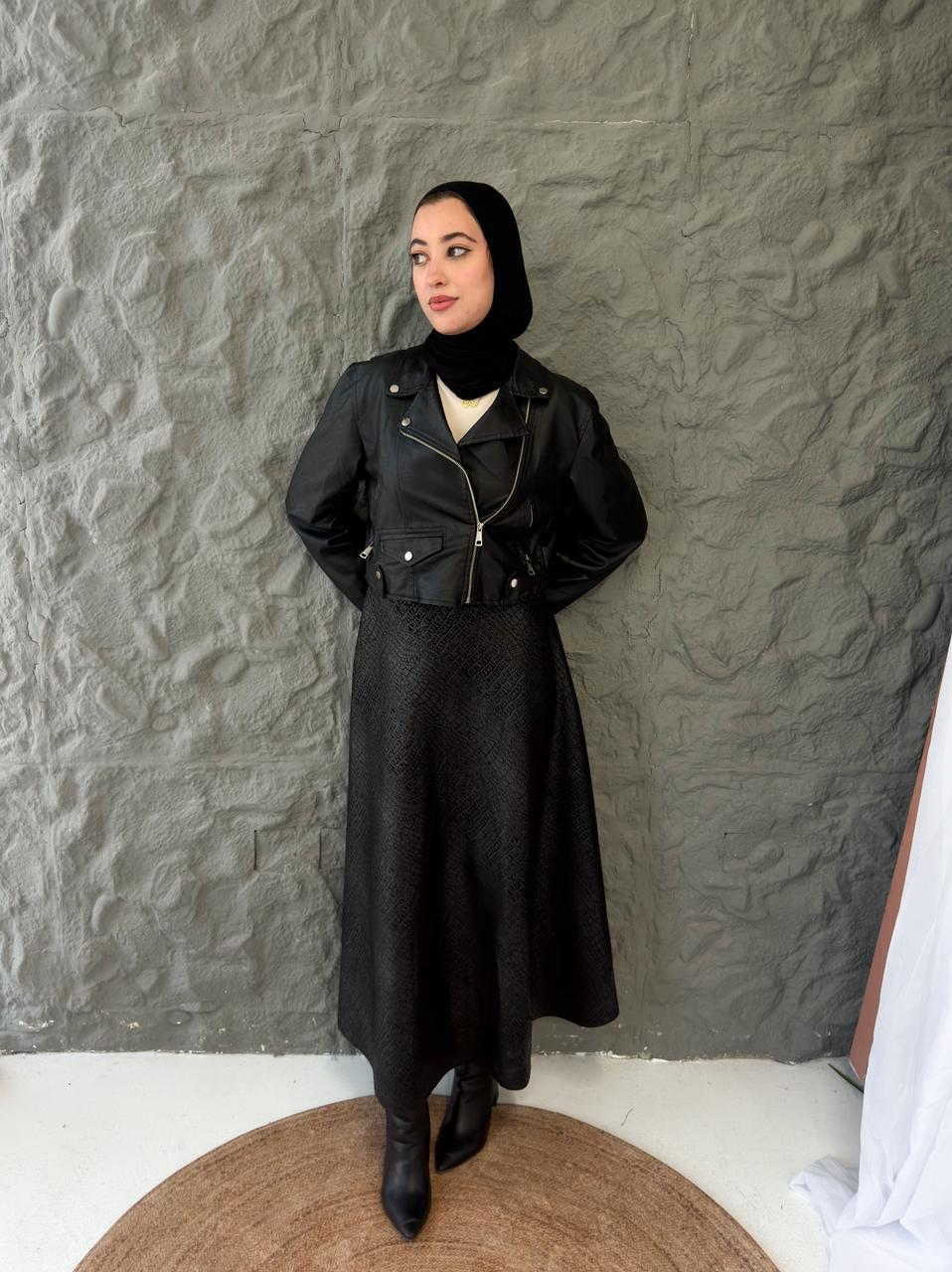 Black leather winter skirt