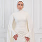 Ivory Aura Statement Cape Dress in Off-White