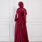 Flowing Grace Statement Sleeve Dress in Burgundy