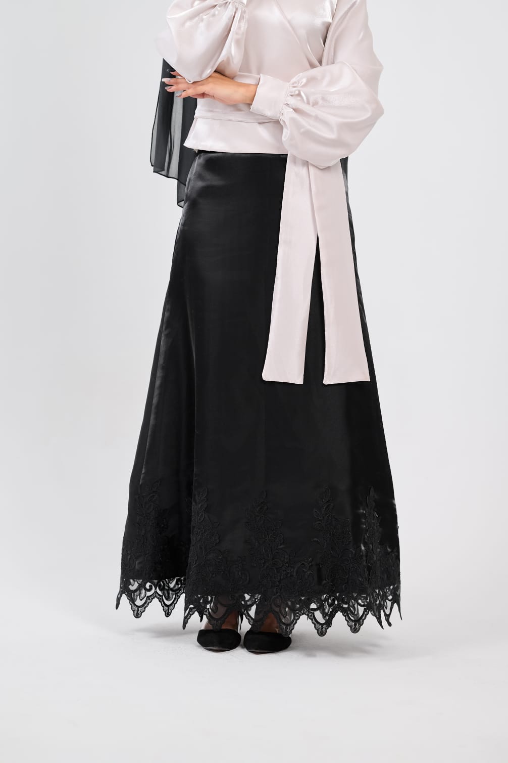 Night Satin Line Skirt