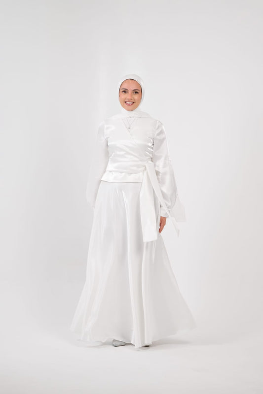 Shadow & Shine Soiree Wrap Set in Off-White