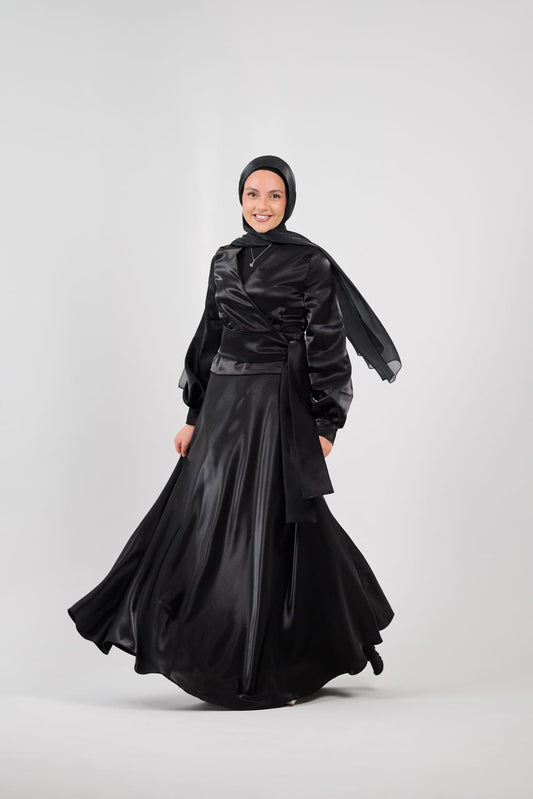 Shadow & Shine Soiree Wrap Set in Black