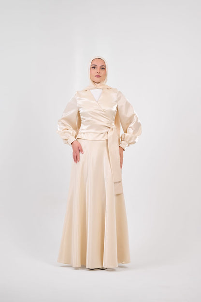 Shadow & Shine Soiree Wrap Set in Golden Beige