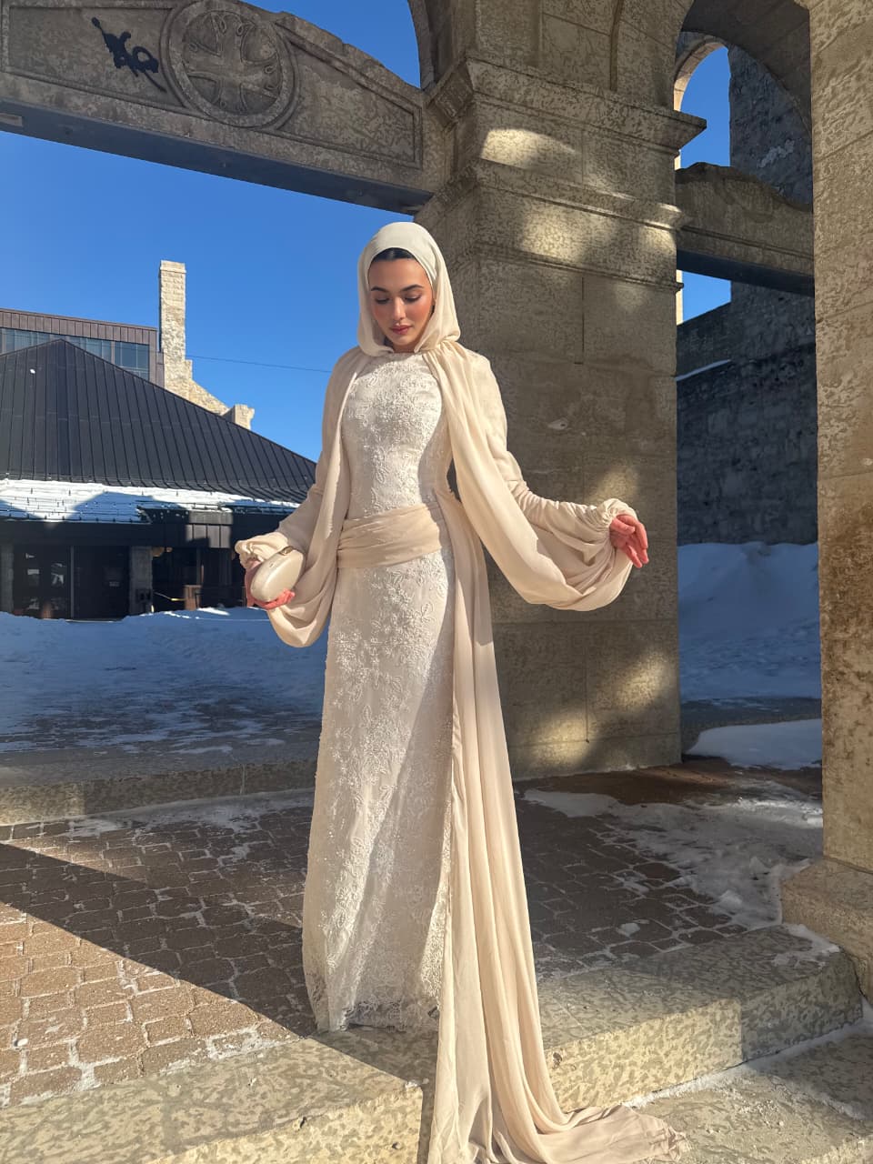 Champagne Chiffon Lace Dress