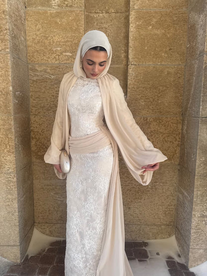 Champagne Chiffon Lace Dress