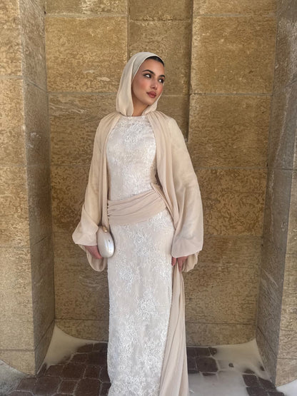 Champagne Chiffon Lace Dress