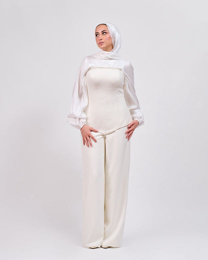 The Quiet Statement Corset 3-Pieces Jumpsuit in Off White