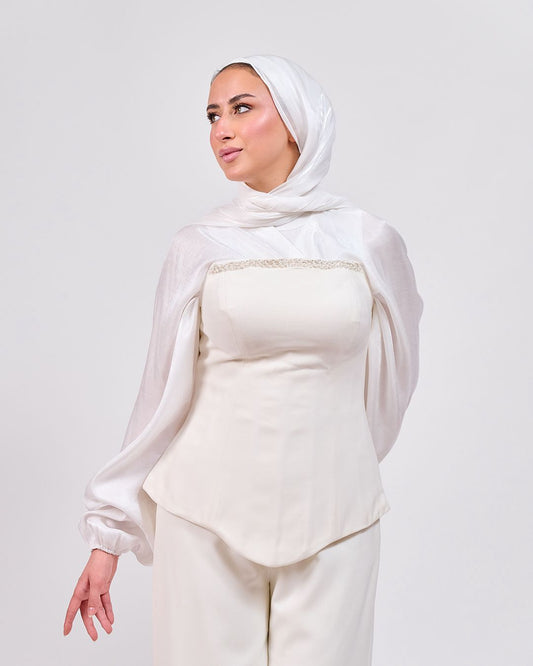 The Quiet Statement Corset 3-Pieces Jumpsuit in Off White