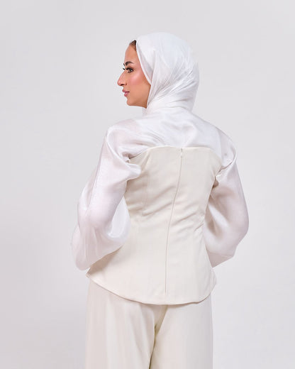 The Quiet Statement Corset 3-Pieces Jumpsuit in Off White