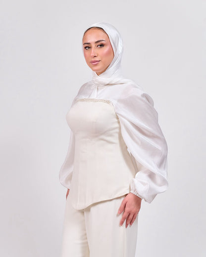 The Quiet Statement Corset 3-Pieces Jumpsuit in Off White