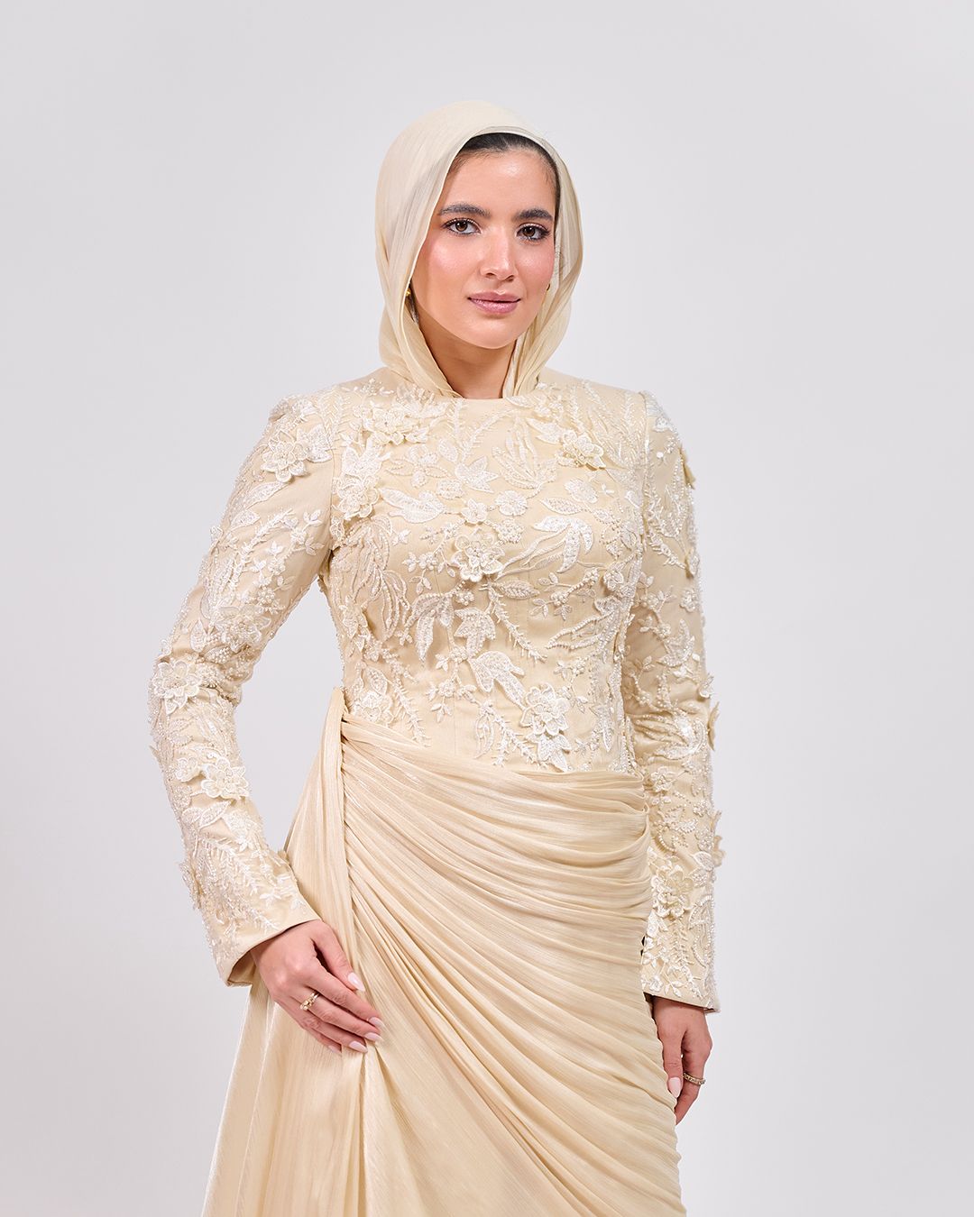 The Elegance in Detail Dress in Champagne Gold