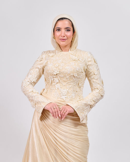 The Elegance in Detail Dress in Champagne Gold