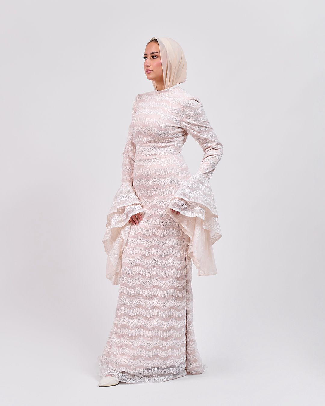 The Flowy Sleeve Dress with Rose Lining