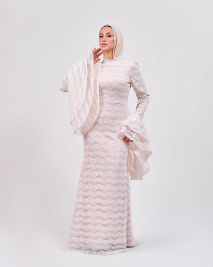 The Flowy Sleeve Dress with Rose Lining