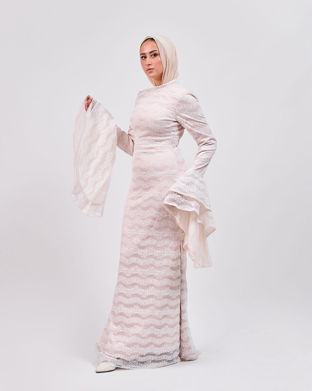 The Flowy Sleeve Dress with Rose Lining