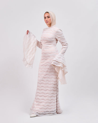 The Flowy Sleeve Dress with Rose Lining