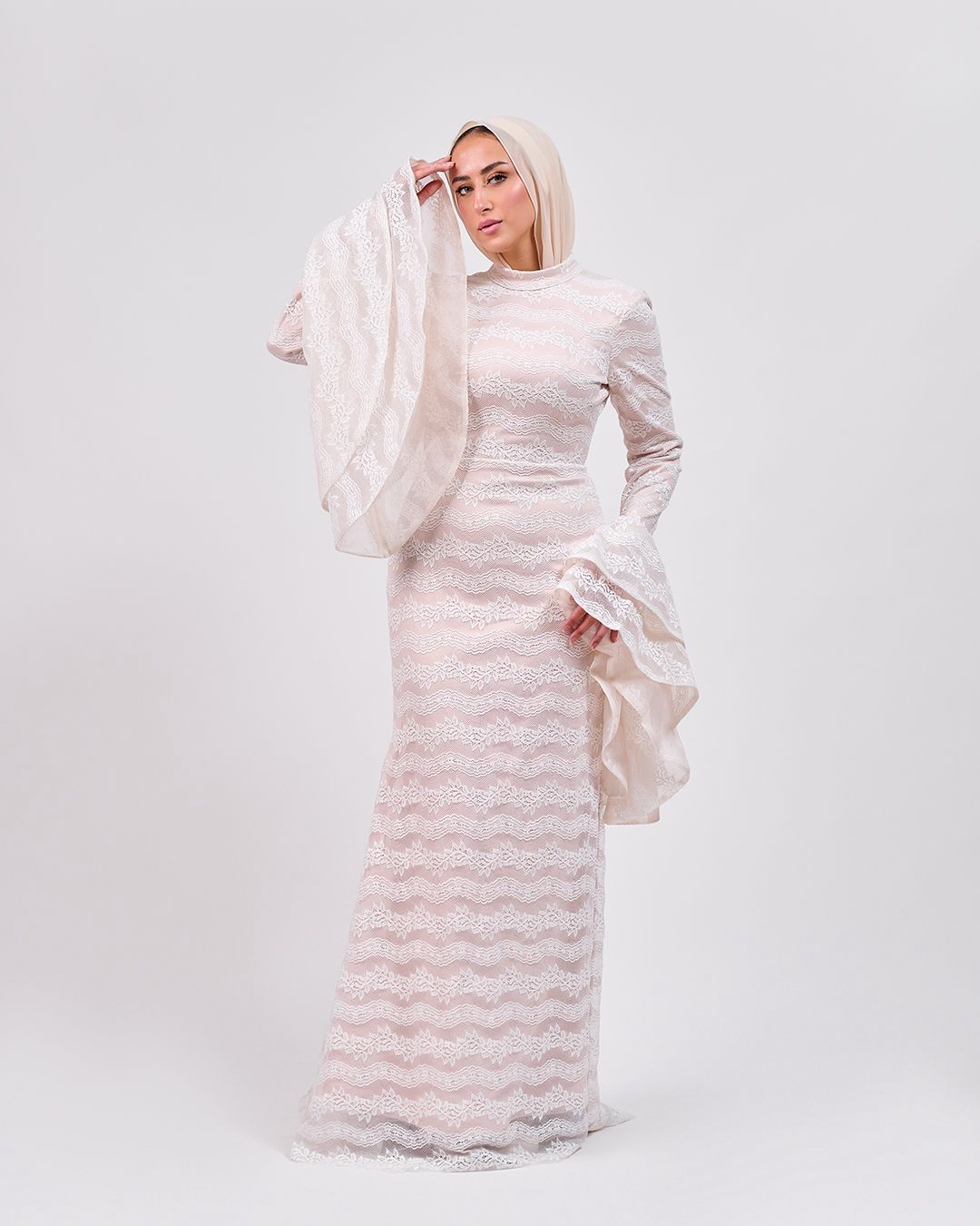 The Flowy Sleeve Dress with Rose Lining