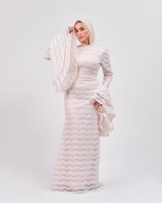 The Flowy Sleeve Dress with Rose Lining