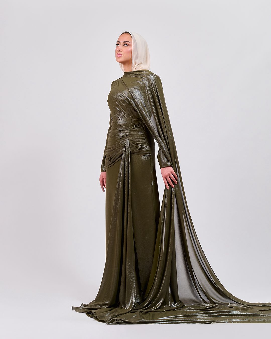 The Drape Majesty Dress in Olive