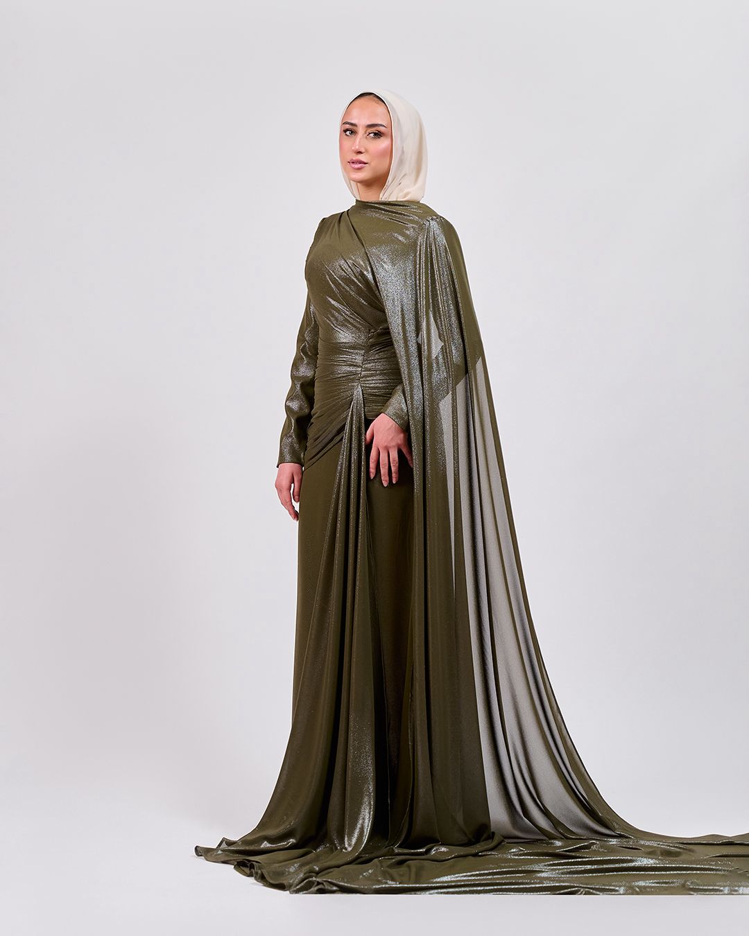 The Drape Majesty Dress in Olive