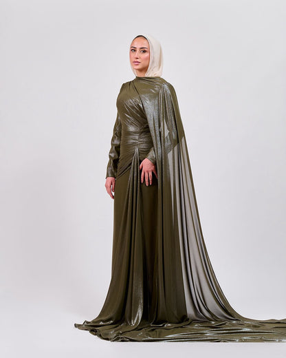 The Drape Majesty Dress in Olive