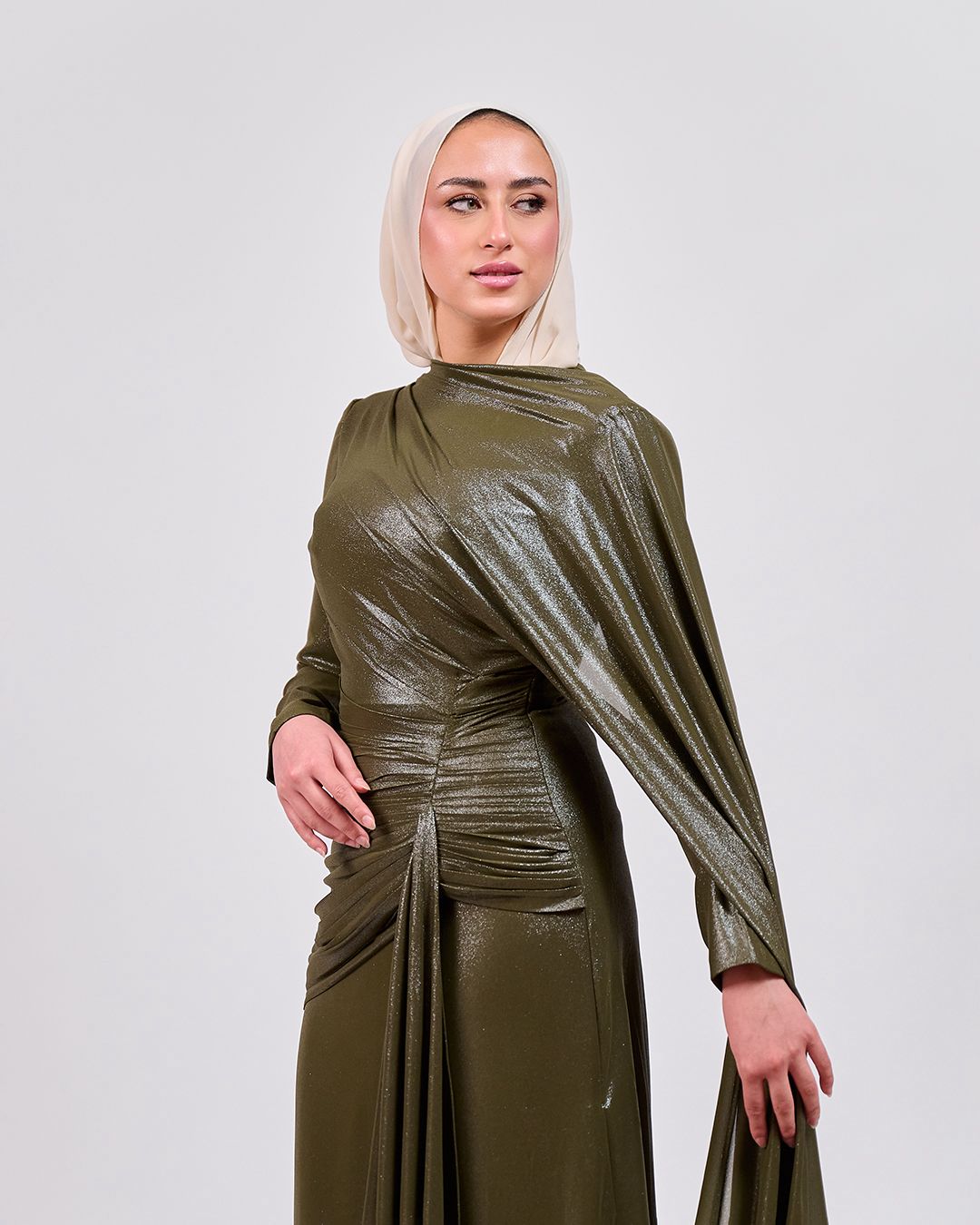 The Drape Majesty Dress in Olive