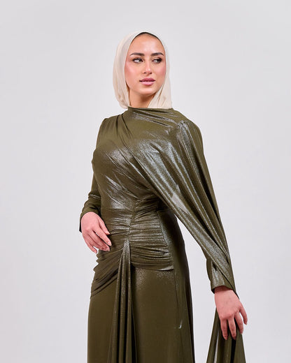 The Drape Majesty Dress in Olive