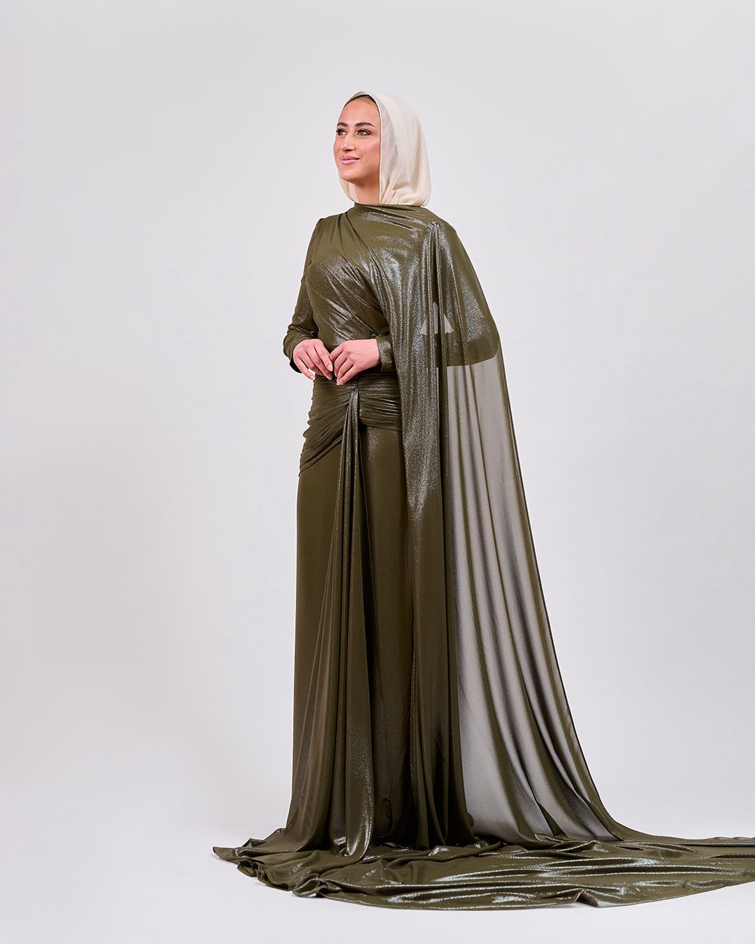The Drape Majesty Dress in Olive