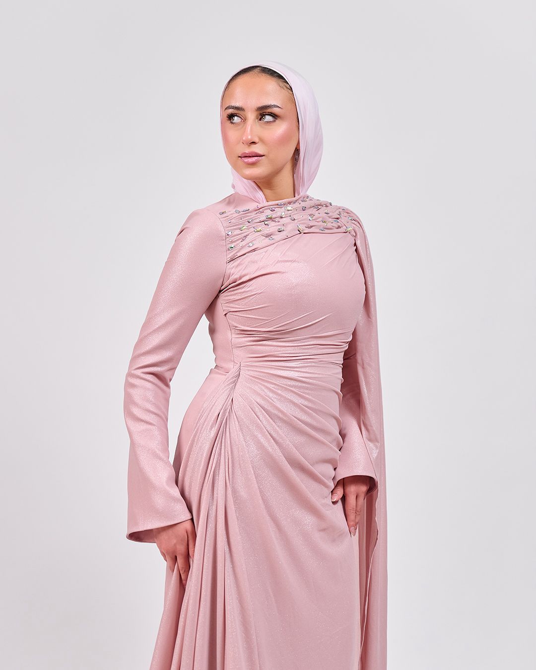 The Crystal Muse Dress in Blush Pink