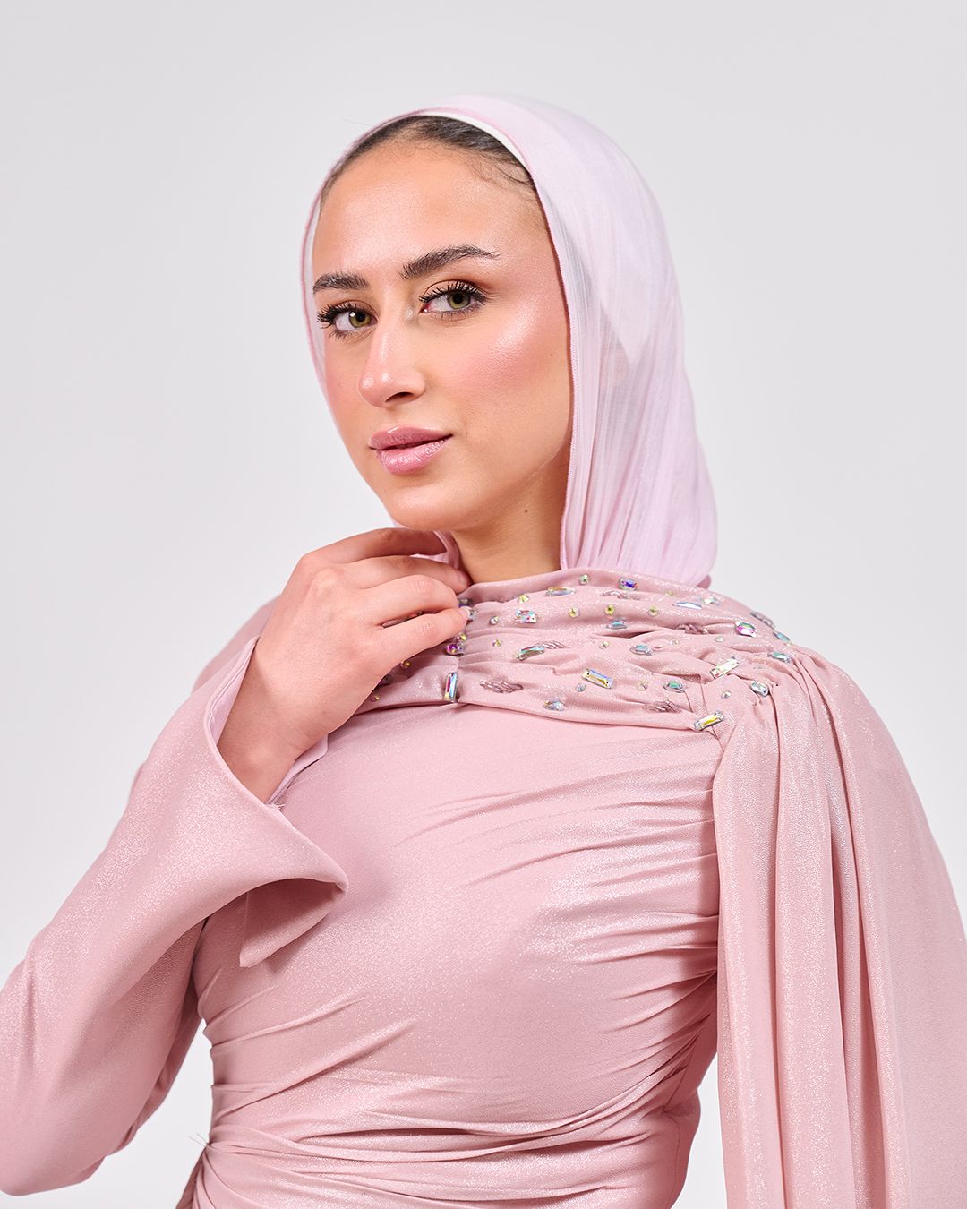 The Crystal Muse Dress in Blush Pink
