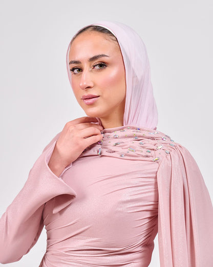 The Crystal Muse Dress in Blush Pink