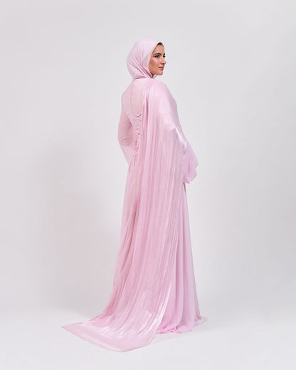 The Serene Drape Dress in Powder Pink – Shoulder Extension