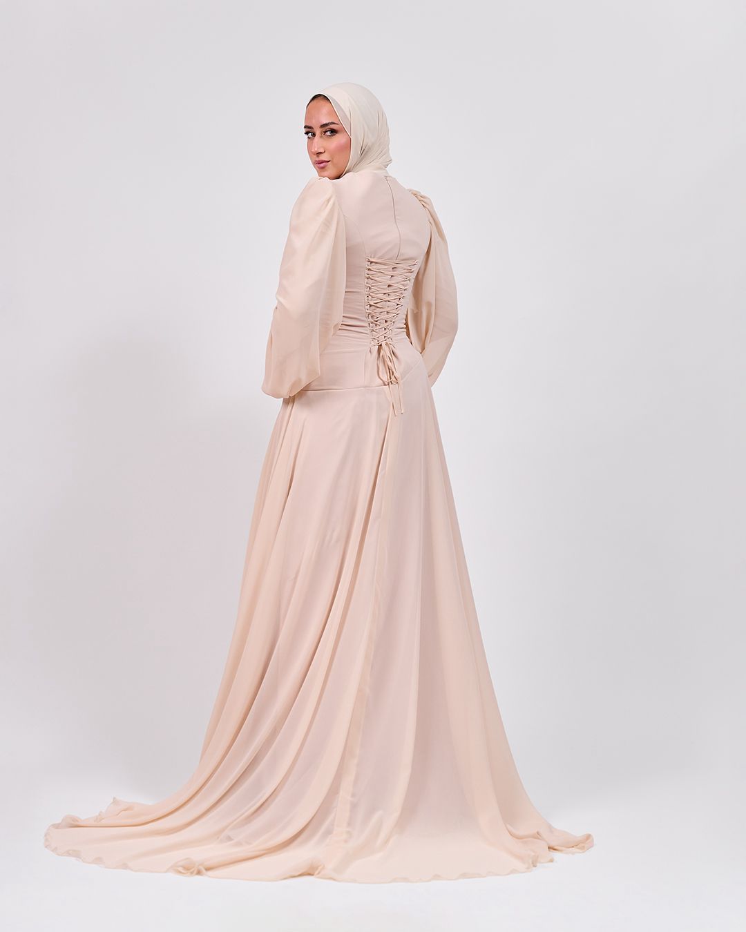 The Serene Drape Dress in Beige