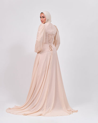 The Serene Drape Dress in Beige