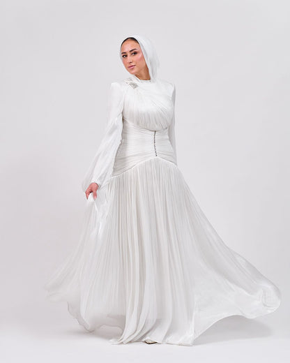 Shape & Flow Dress in Off White