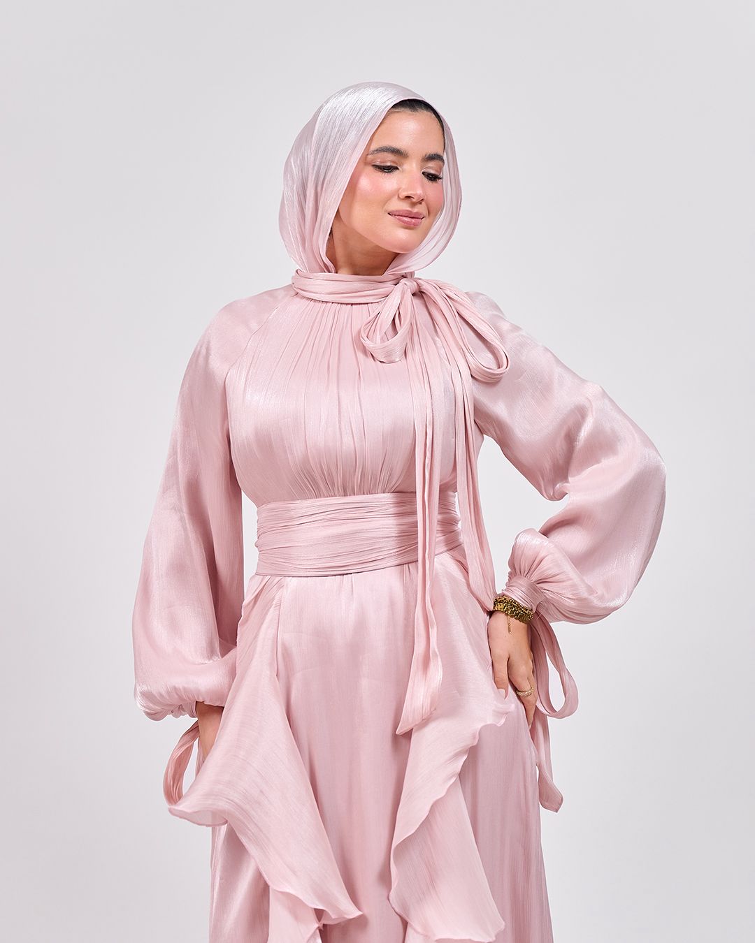 The Whisper Ruffle Dress in Blush Pink