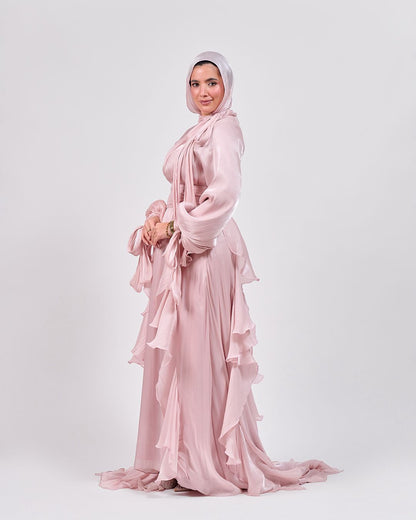 The Whisper Ruffle Dress in Blush Pink