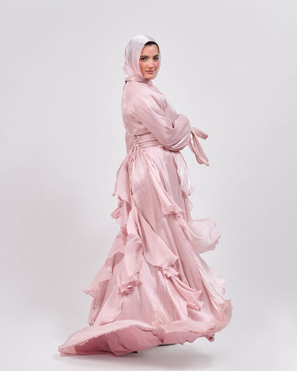 The Whisper Ruffle Dress in Blush Pink